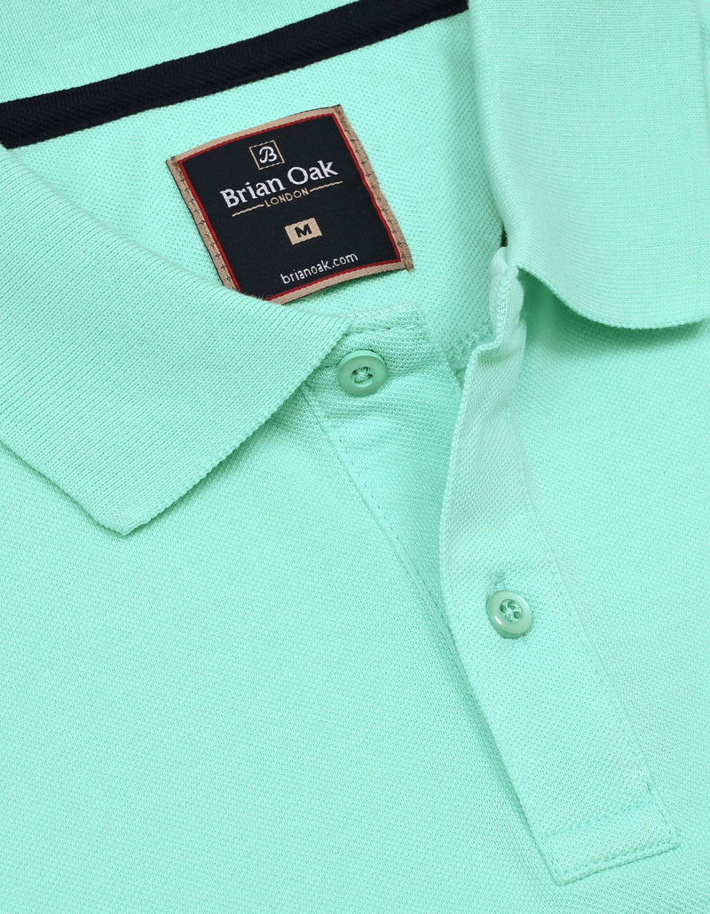 Aqua Tipped Pique Polo Shirt