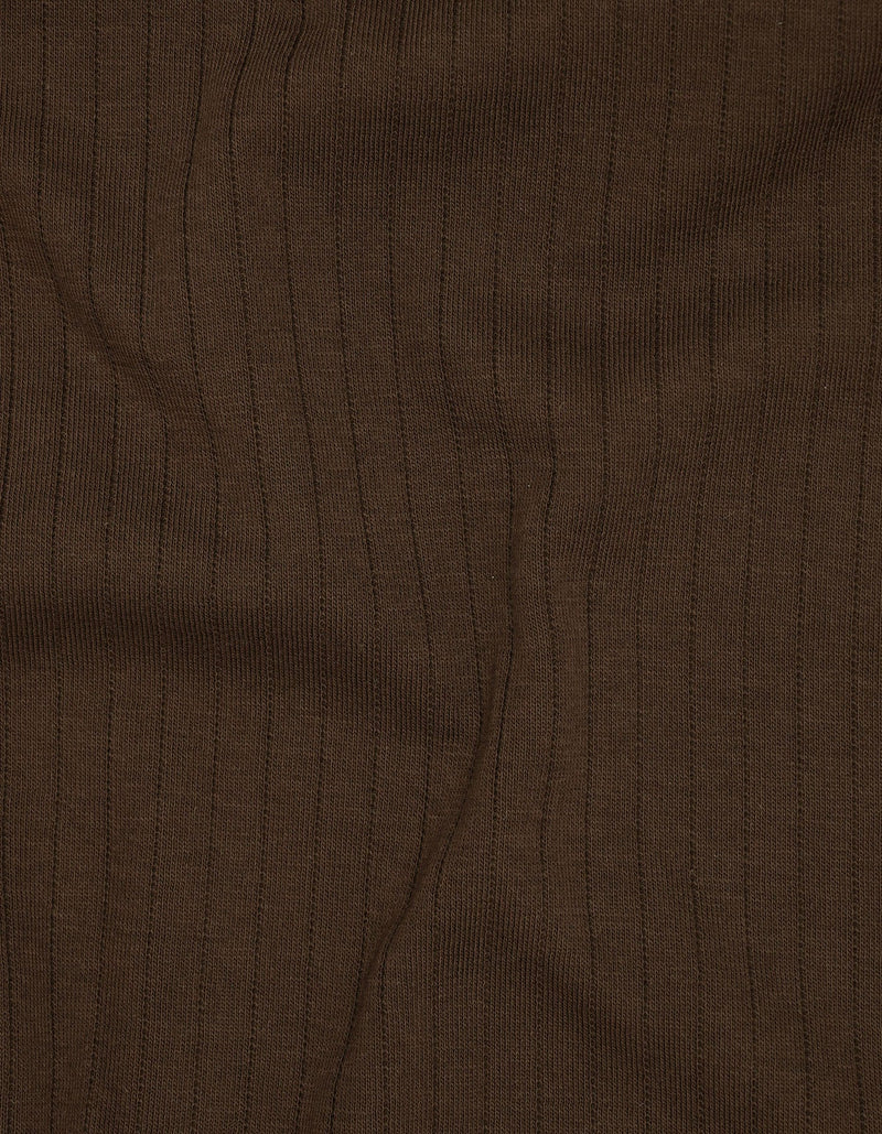 Brown Ribbed Cotton Polo Shirt