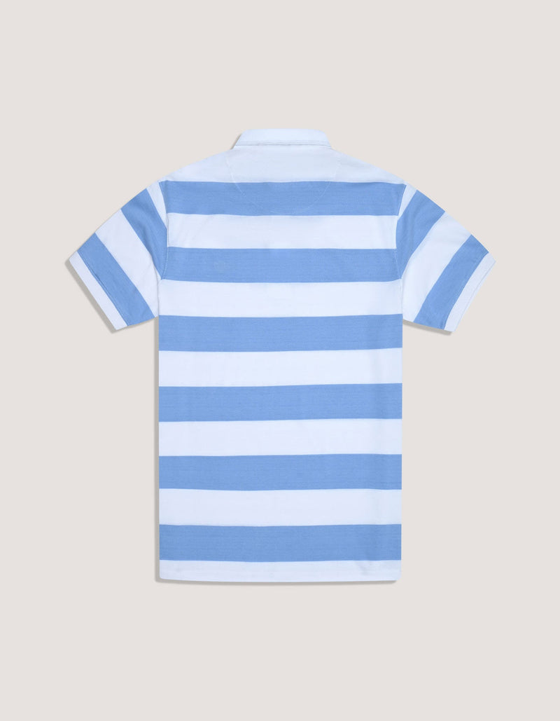 Sky Striped Cotton Polo Shirt