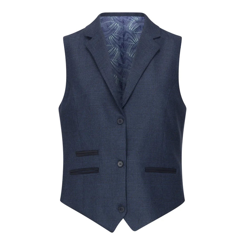 TPW52 - Women's Navy 3 Piece Prince Of Wales Check Suit