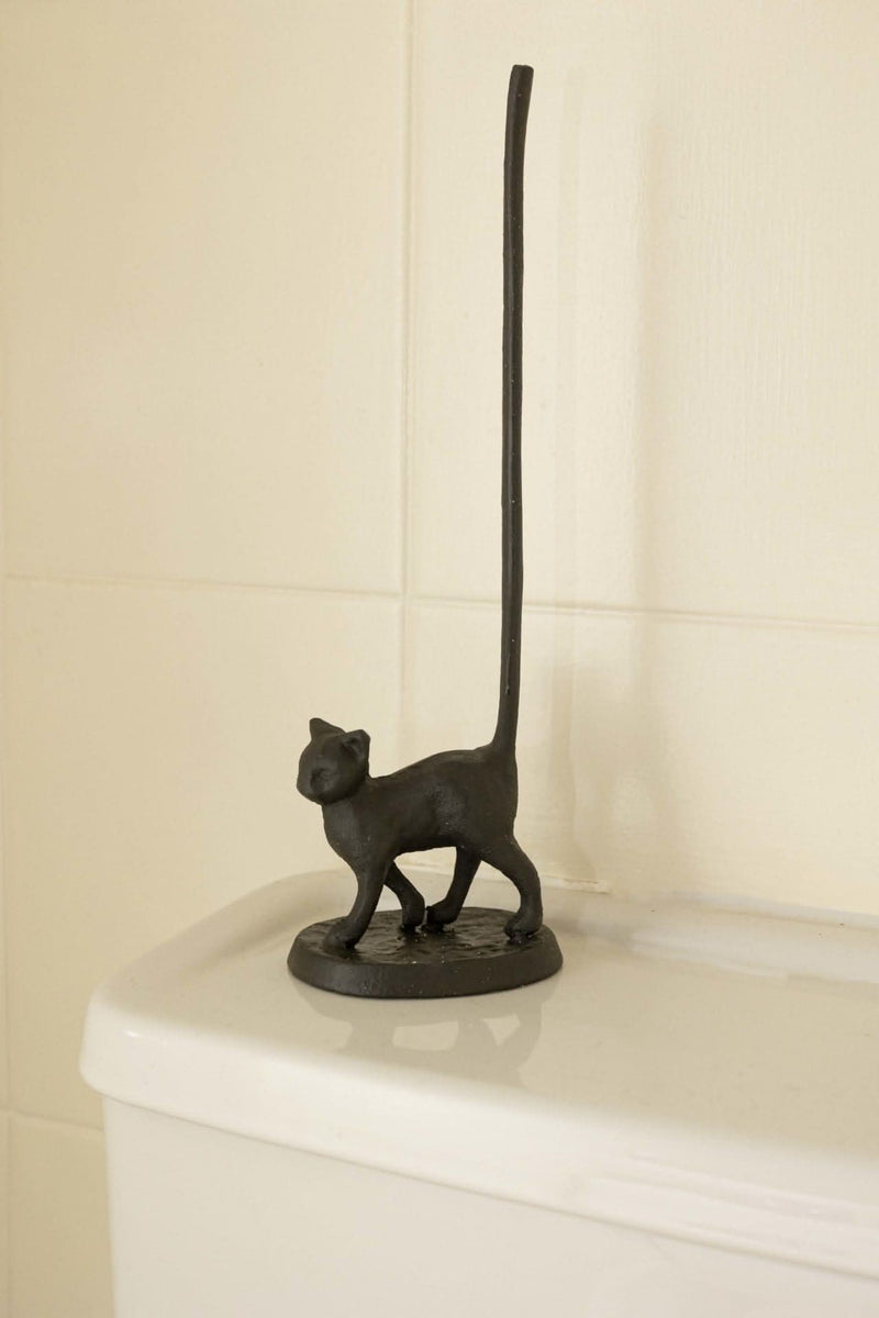 Cast Iron Standing Cat Toilet Roll Holder