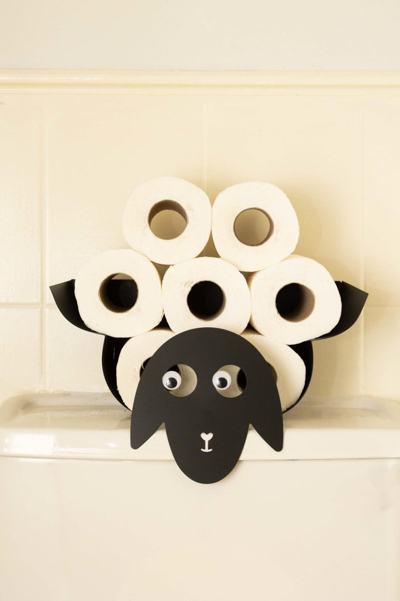 Black Metal Sheep Wall Mounted Toilet Roll Holder