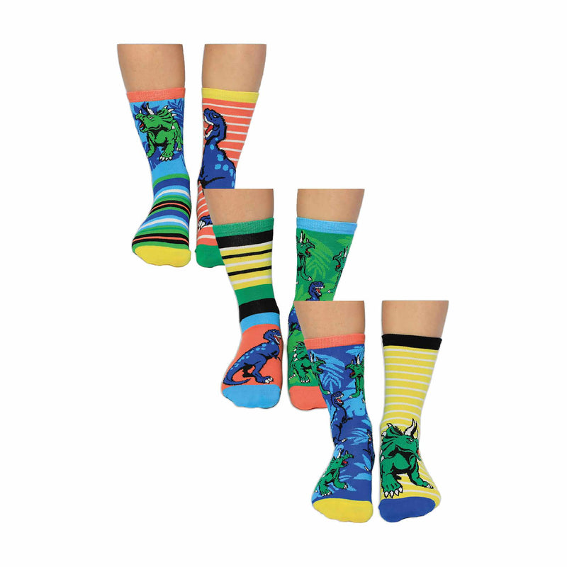 6 Pack Boys Dino Eggs Novelty Odd Socks in Gift Box