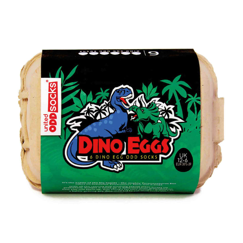 6 Pack Boys Dino Eggs Novelty Odd Socks in Gift Box