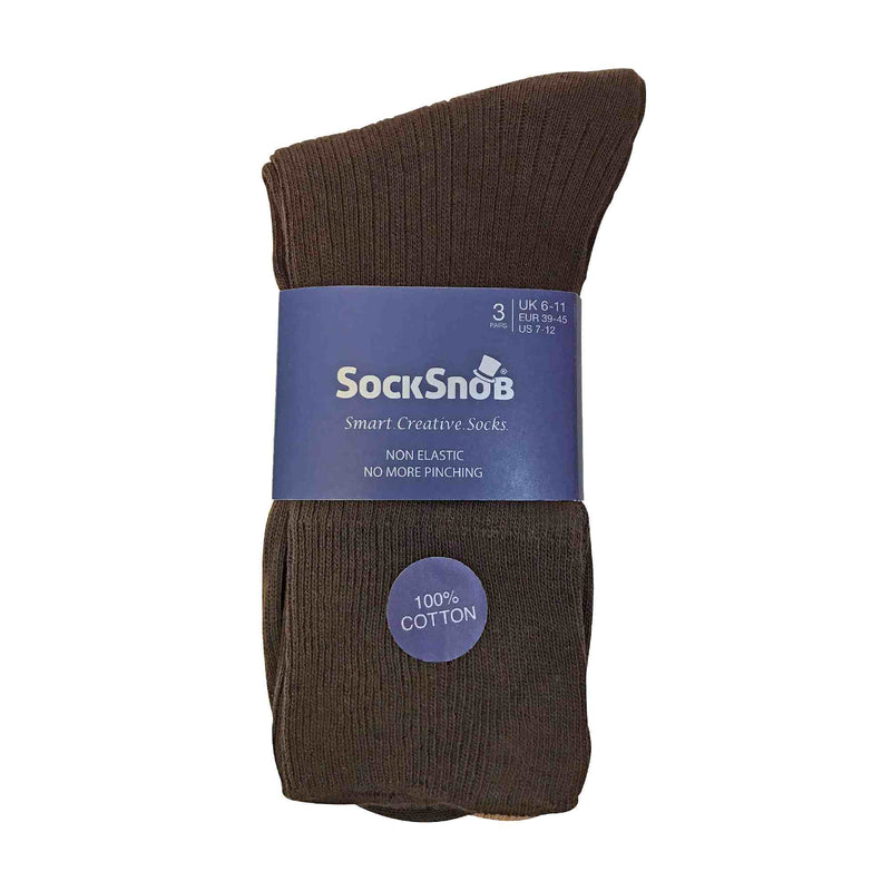 Mens Thin Soft 100% Cotton Non Elastic Dress Socks (Multipack Options)