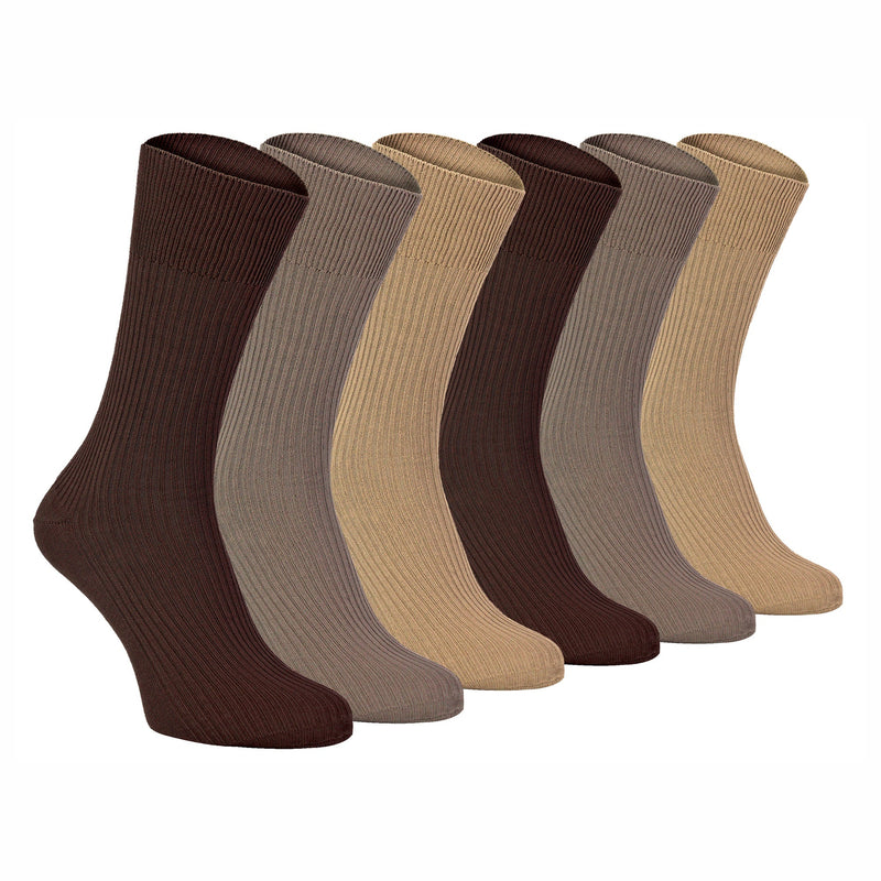 Mens Thin Soft 100% Cotton Non Elastic Dress Socks (Multipack Options)