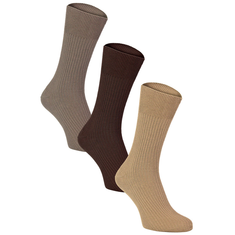 Mens Thin Soft 100% Cotton Non Elastic Dress Socks (Multipack Options)