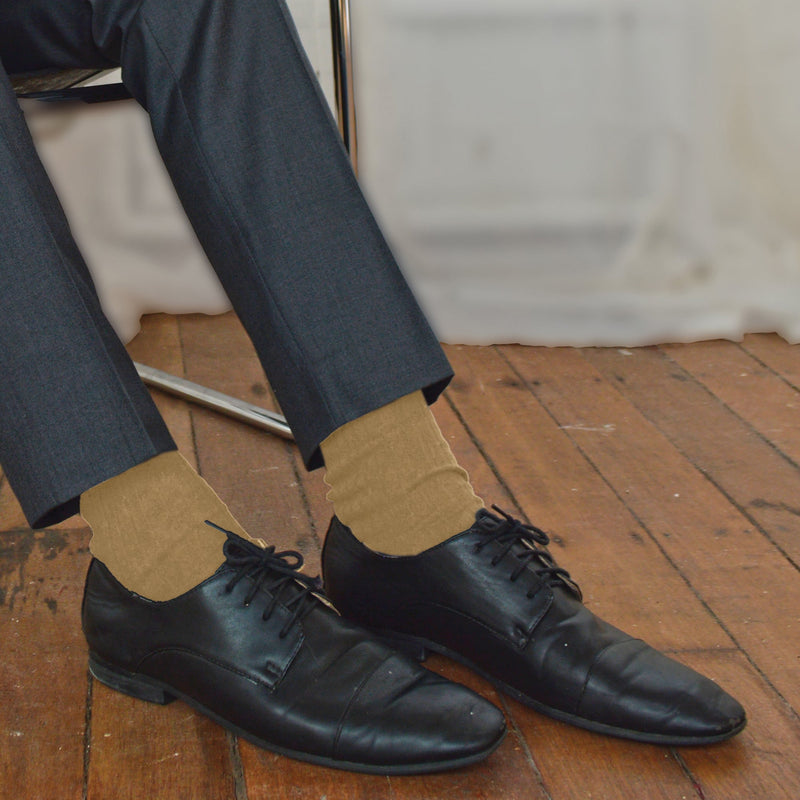 Mens Thin Soft 100% Cotton Non Elastic Dress Socks (Multipack Options)
