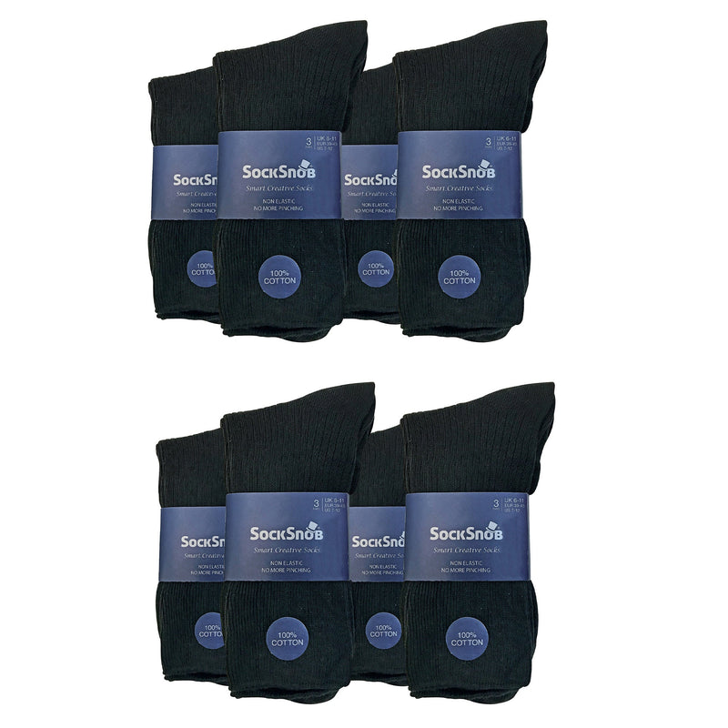 Mens Thin Soft 100% Cotton Non Elastic Dress Socks (Multipack Options)