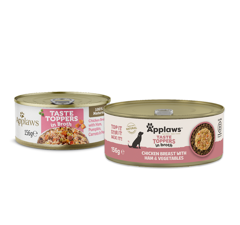 Applaws Taste Toppers Wet Dog Food Chicken Ham and Vegetables Broth Tin, 12 x 156g