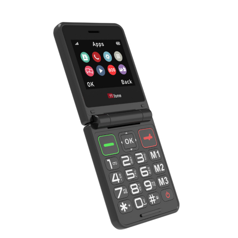 TTfone TT660 Flip Big Button Mobile with O2 SIM, USB C Mains Charger