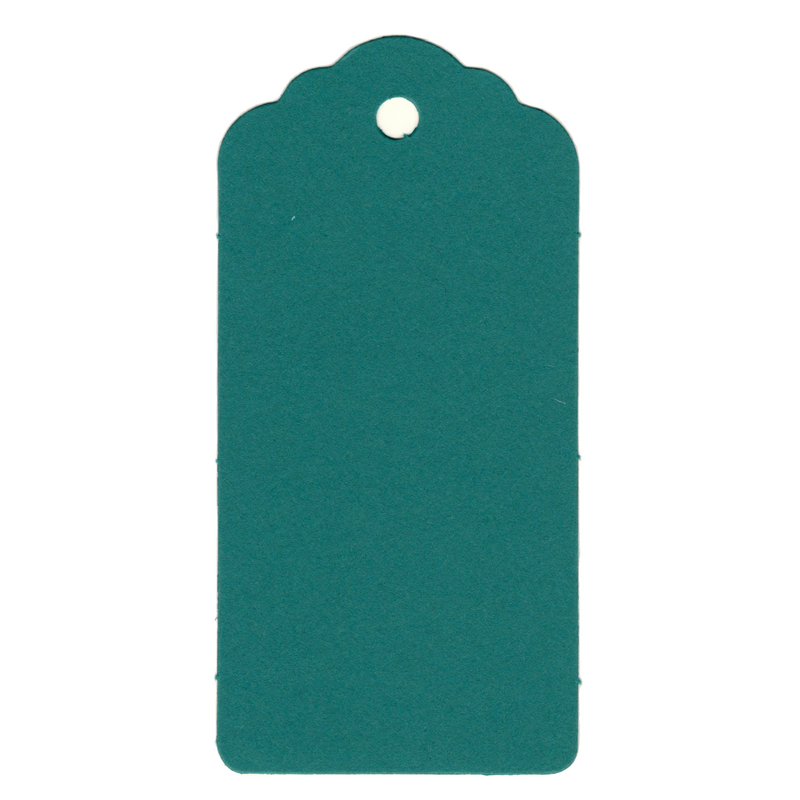 100 Rectangle Scalloped Gift Tags with White Satin Ribbon - 21 Colours Christmas