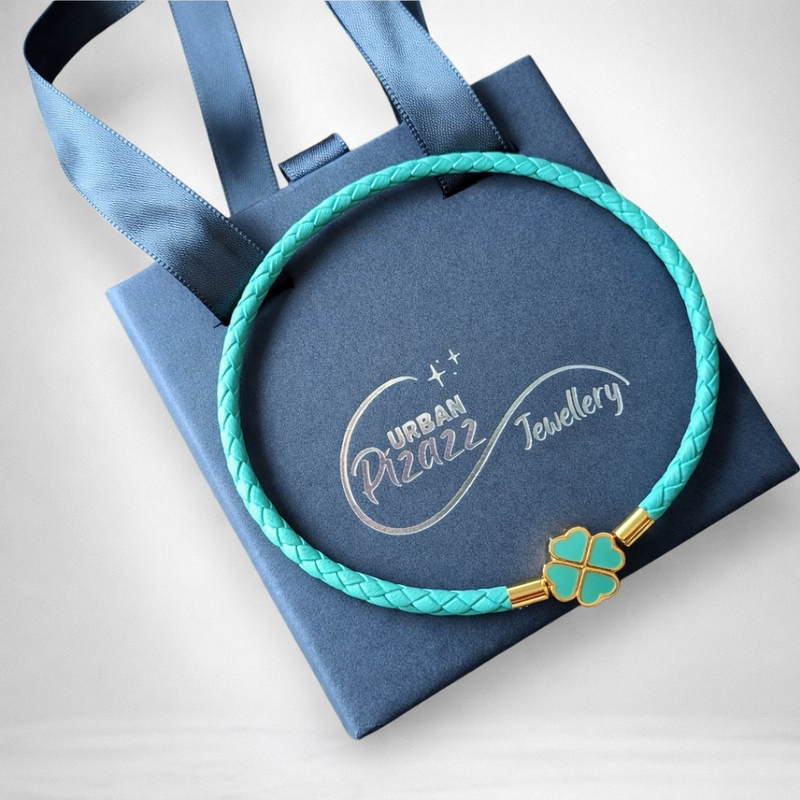 Teal Clover Charm Bracelet