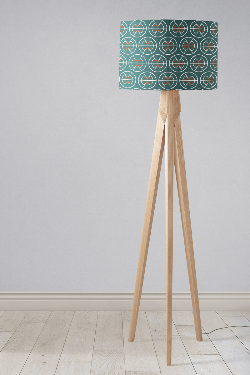 Teal and White Geometric Semi-Circle Design Lampshade, Ceiling or Table Lamp Shade