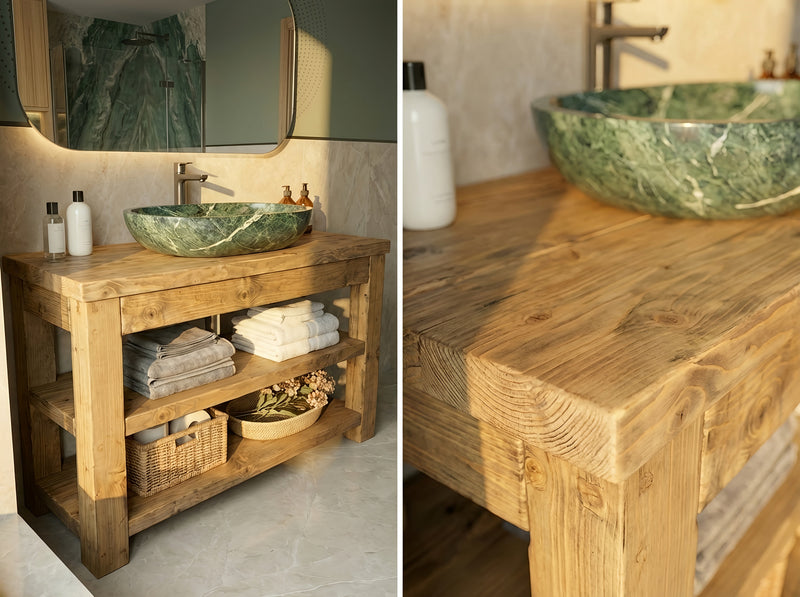 TERO Solid Wood Bathroom Vanity With Shelf