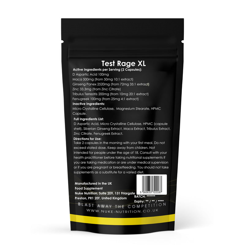 Test Rage XL Testosterone Booster Capsules High Strength Formula - Anabolic Male Enhancer