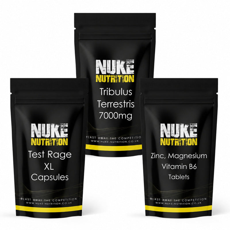 Testosterone Support Bundle Stack - Test Rage XL, Tribulus, Zinc Magnesium & Vitamin B6 x 180