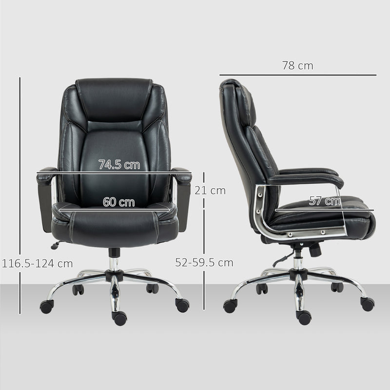 HOMCOM Faux Leather Desk Chair with Adjustable Height, 227kg 500LBS, Black