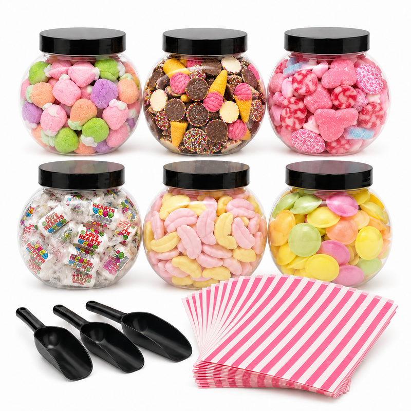 Themed Party Sweet Jar Buffet - Up to 75 People inc Scoops & Pick & Mix Bags