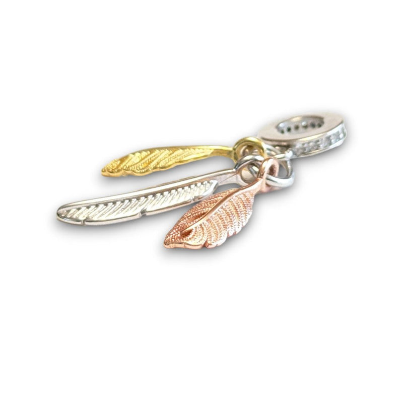 Three Tone Feathers Dangle Charm