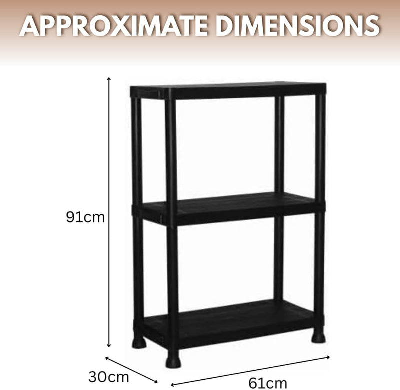 3 Tier Shelving Unit Heavy Duty Plastic Storage Shelf
