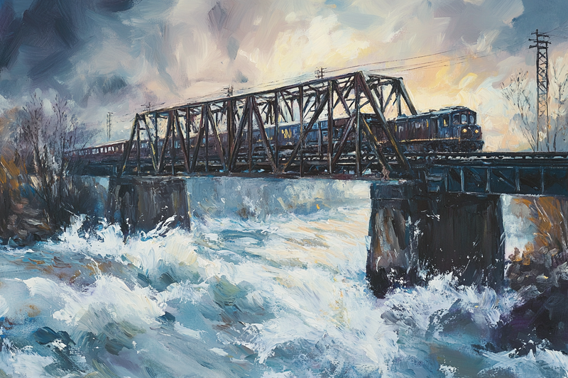 Train Over River Canvas