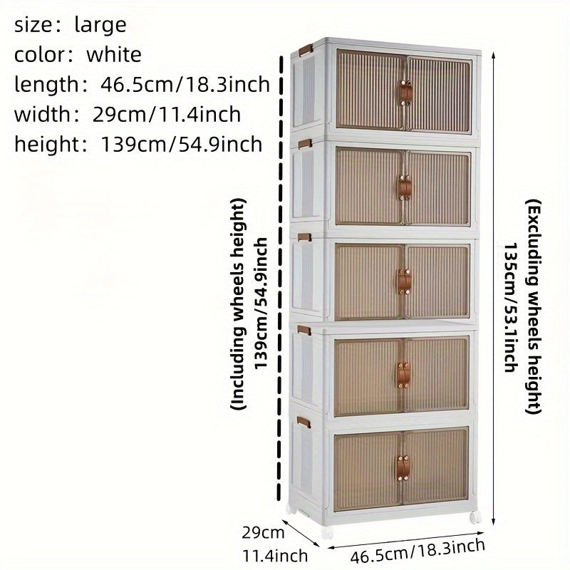 Transparent Storage Box with Lid - Foldable Storage Box with Wheels, Multi-Layer Organizer for Home or Office