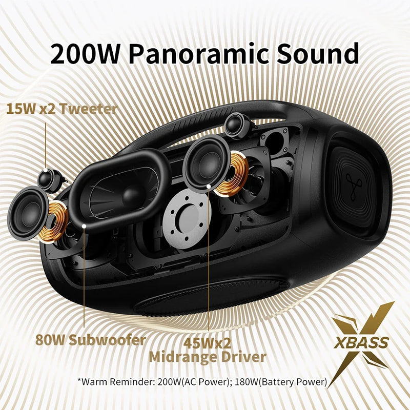 TRIBIT StormBox Blast 2 Bluetooth Speaker - 200W Portable Speaker with Subwoofer