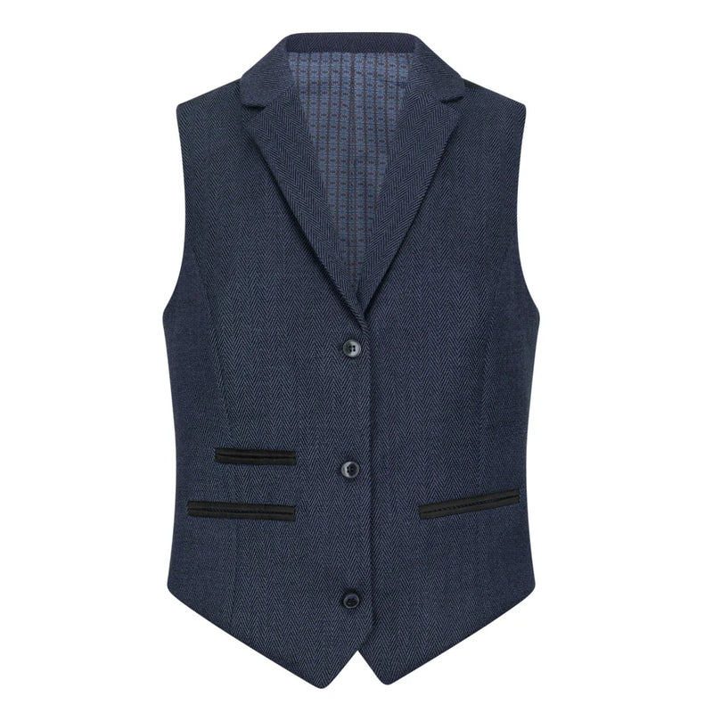 TPW-AK-04 - Women's Navy 3 Piece Herringbone Tweed Suit