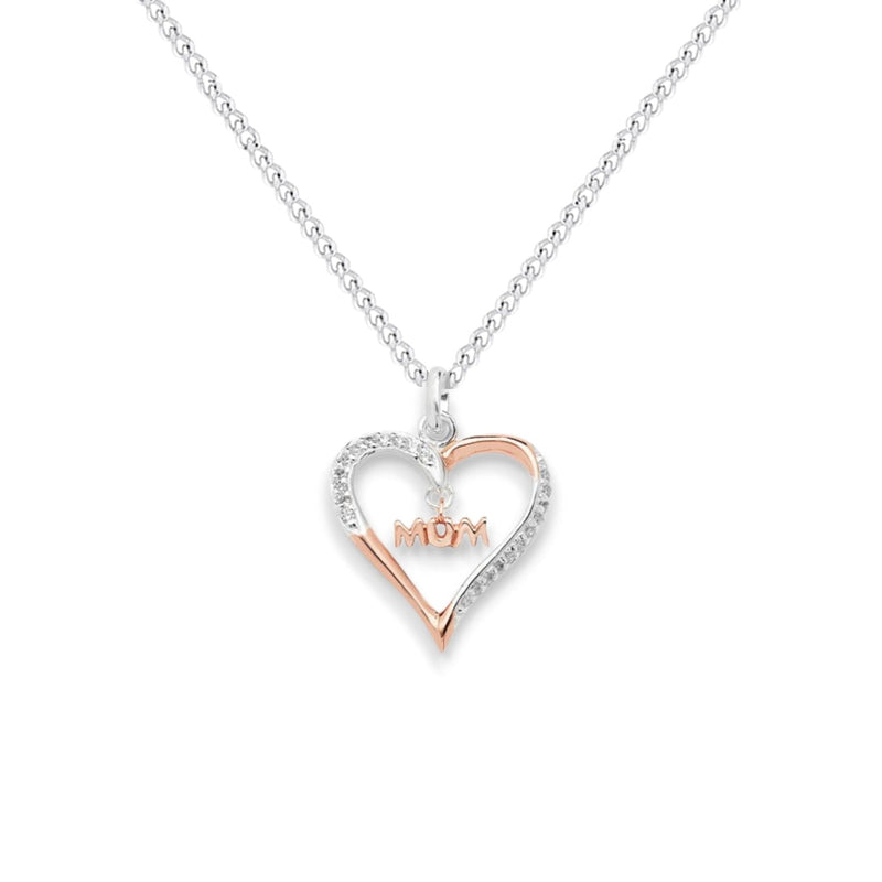 Two Tone Mum Heart Pendant Necklace