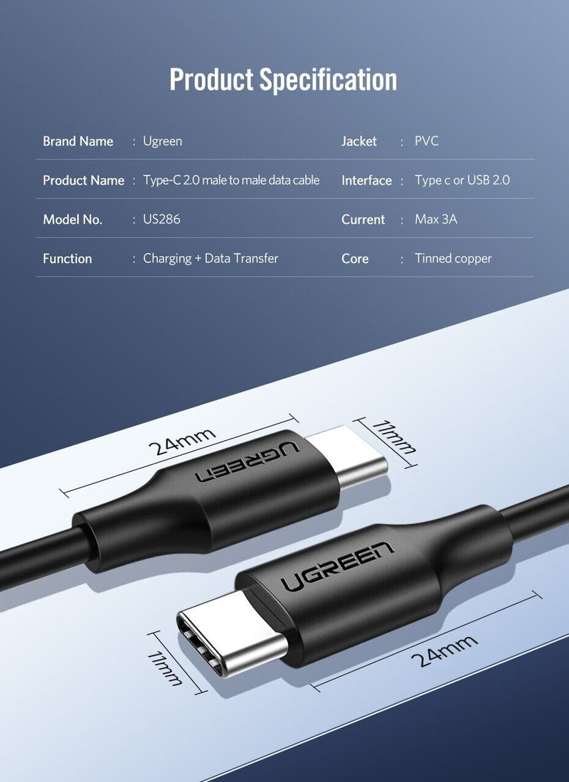 UGREEN PD 60W Fast Charging PVC Type C to Type C USB Cable