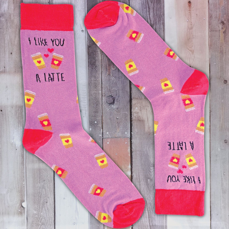1 Pack Ladies Novelty Cotton I Like You a Latte' Socks