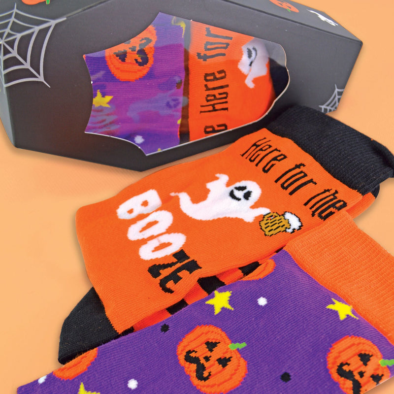 2 Pack Mens Novelty Halloween Coffin Socks in a Box