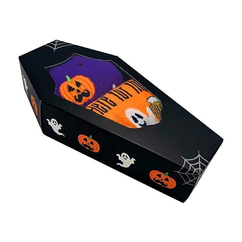 2 Pack Mens Novelty Halloween Coffin Socks in a Box
