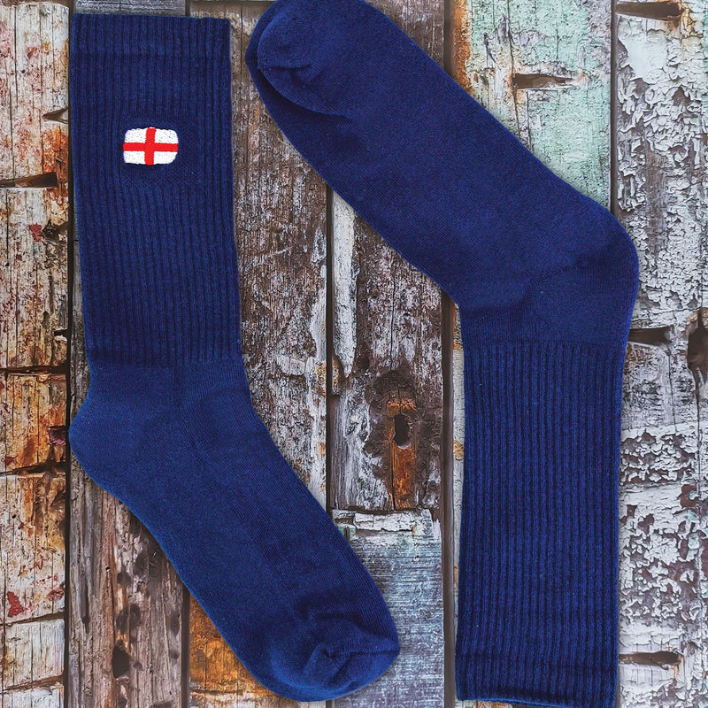 1 Pack Mens Novelty Cotton Rich St George England Flag Black Socks