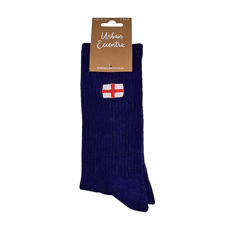 1 Pack Mens Novelty Cotton Rich St George England Flag Black Socks