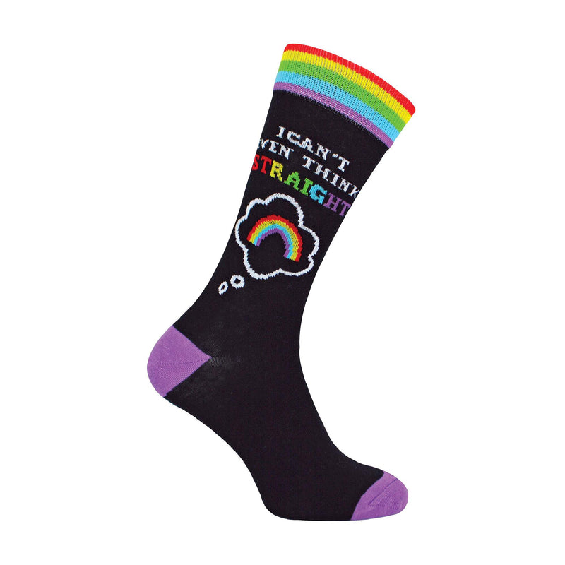 1 Pack Mens Novelty I Can't Even Think Straight Rainbow Socks