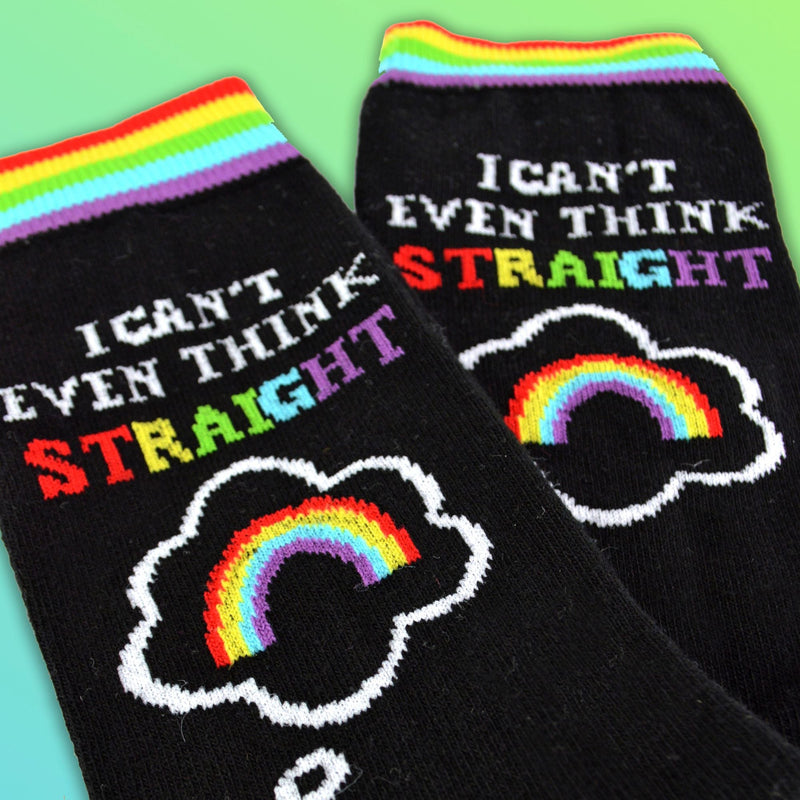 1 Pack Mens Novelty I Can't Even Think Straight Rainbow Socks