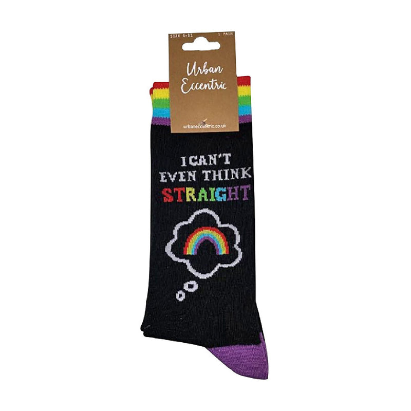 1 Pack Mens Novelty I Can't Even Think Straight Rainbow Socks
