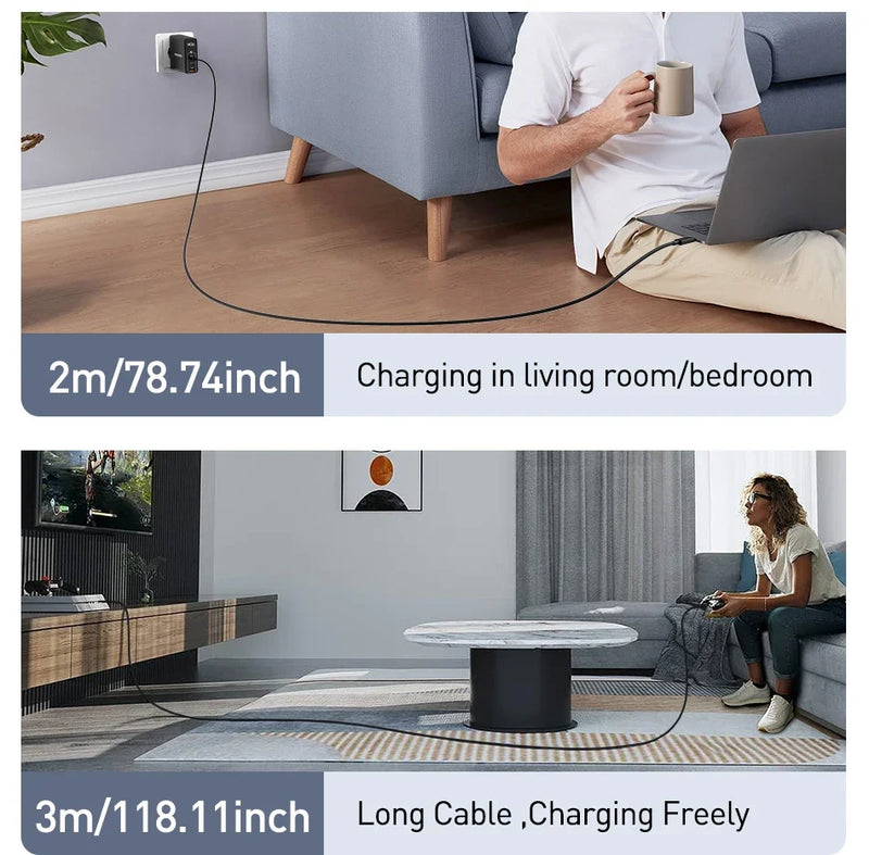 100W USB Type C to Type C Fast Charging Charger Cable – Extra Long 3M Quick Charge