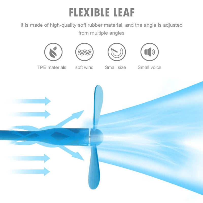 USB Mini Flexible Fan - Portable Bendable Cooling Fan for Laptop, PC, Gadget Hand Fan