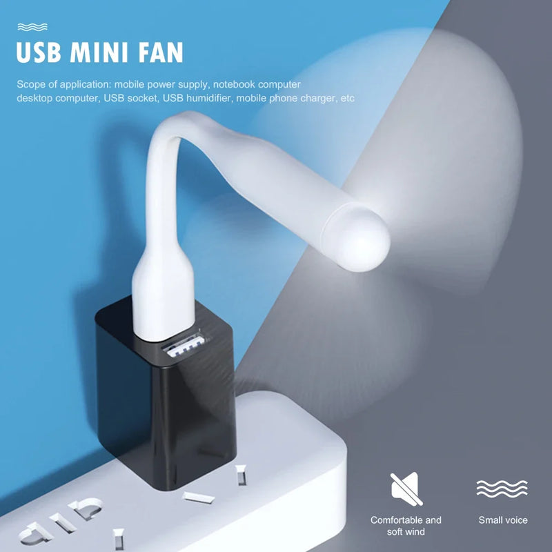 USB Mini Flexible Fan - Portable Bendable Cooling Fan for Laptop, PC, Gadget Hand Fan