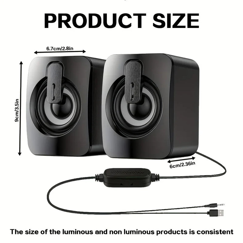 USB Wired Computer Speakers with LED Light - HiFi Stereo PC Sound Box with Microphone for Desktop & Laptop