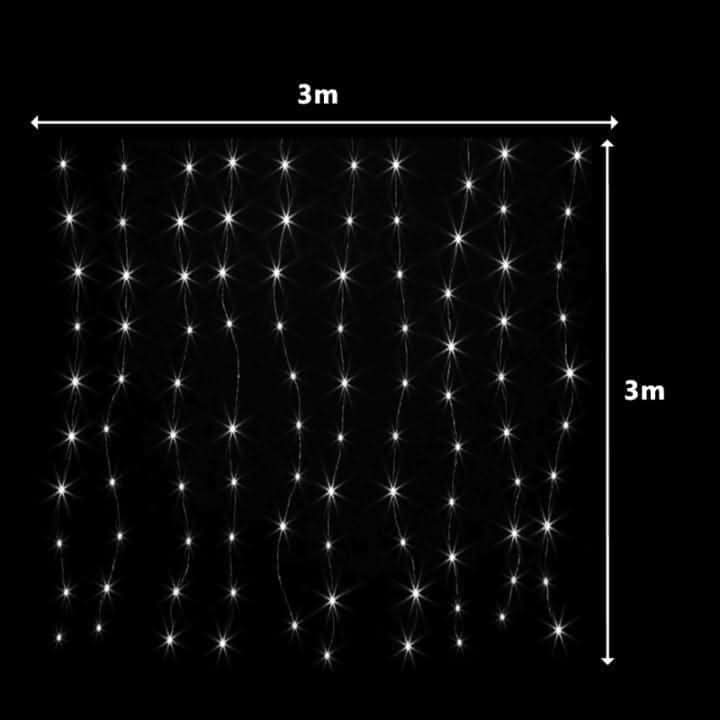 White Curtain String Lights with Remote and 8 Modes 300 LED 3m