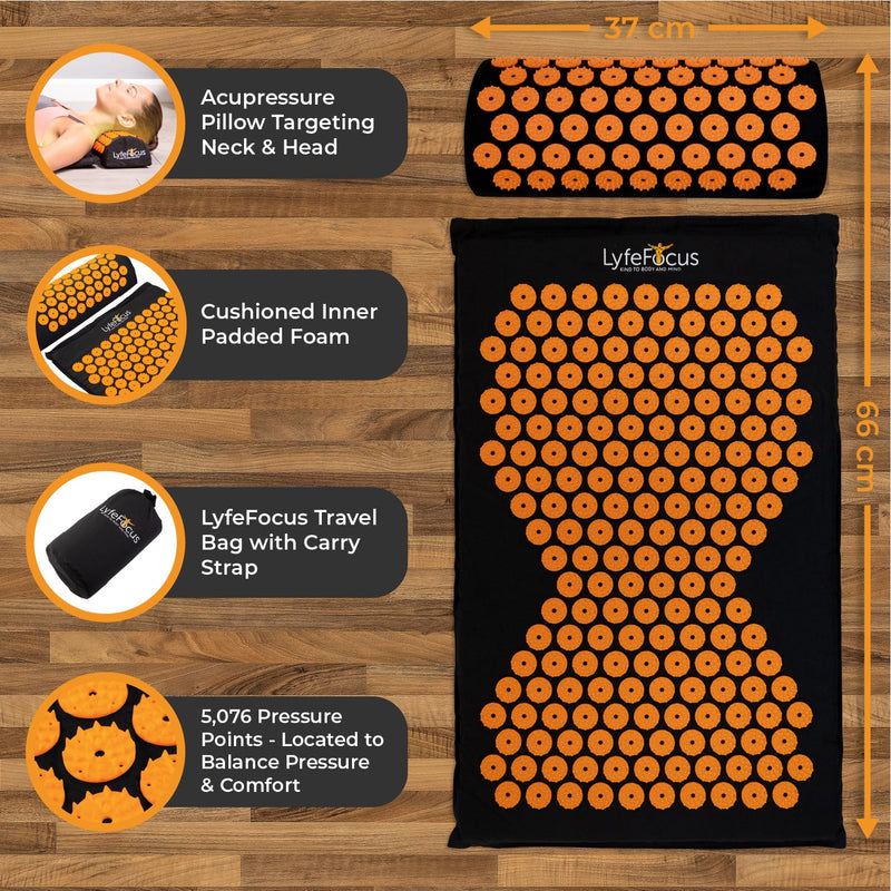 LyfeFocus Acupressure Mat & Pillow (Orange)