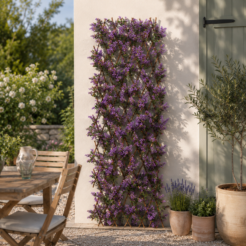 180 x 60cm Violet Artificial Flower Expandable Garden Trellis