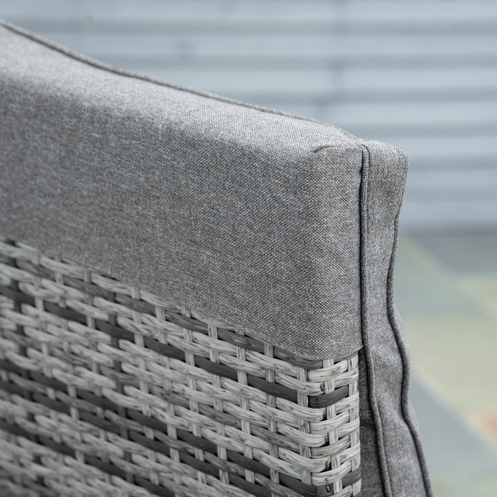 3 Pcs Rattan Chaise Lounge Sofa Set Bistro & Cushion Mixed Grey