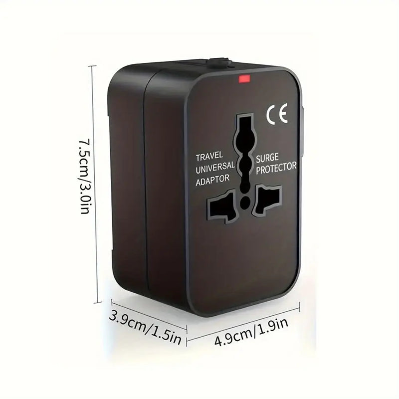 Universal Travel Adapter - All-in-One Fast Charger with USB-C Ports for USA, EU, UK & AU