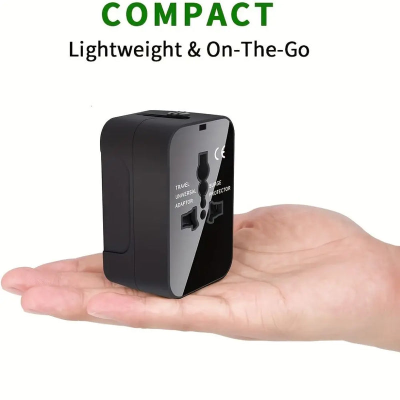 Universal Travel Adapter - All-in-One Fast Charger with USB-C Ports for USA, EU, UK & AU