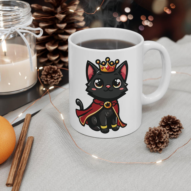 Royal Kitten Mug | Black Cat Crown & Cape 11 oz